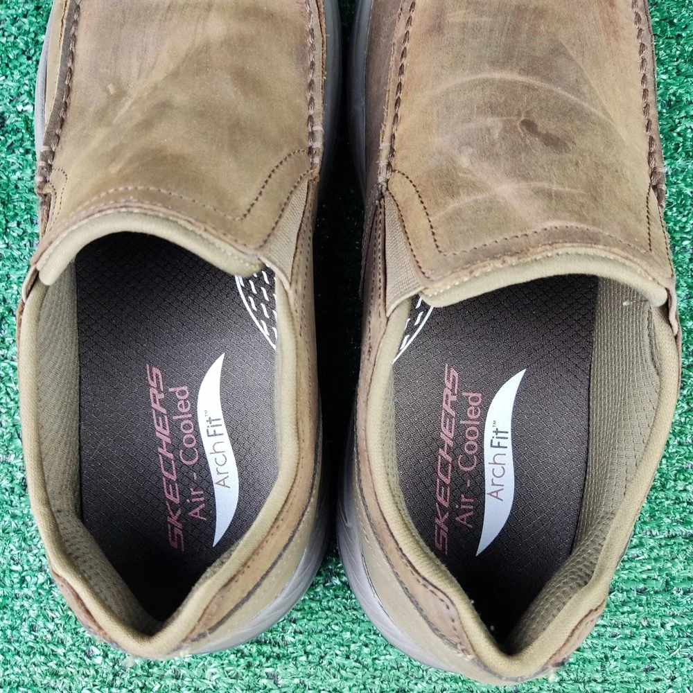Skechers Shoes Men 10.5 Brown Arch Fit Orvan Trayver Slip On Loafers 204184 DSRT